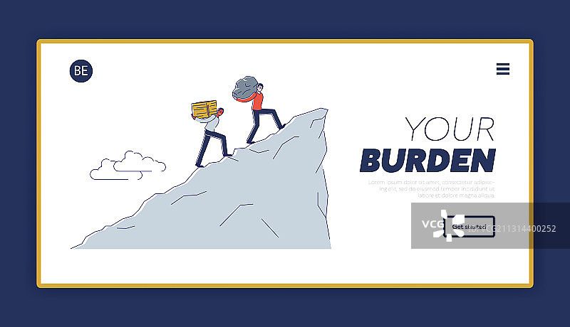 落地页：人们扛着重担向上图片素材