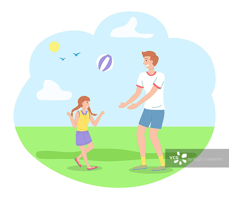 一家人在夏日公园里玩耍图片素材