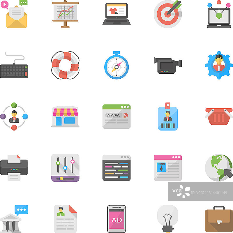 数字营销扁平图标图片素材