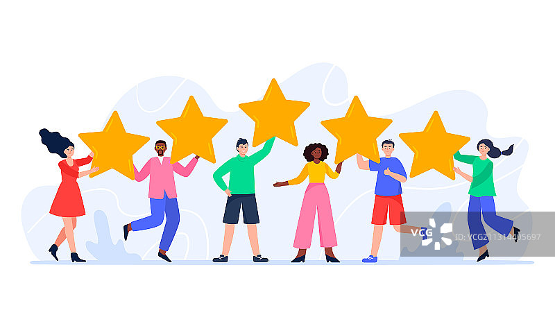 人们举着五颗星星图片素材