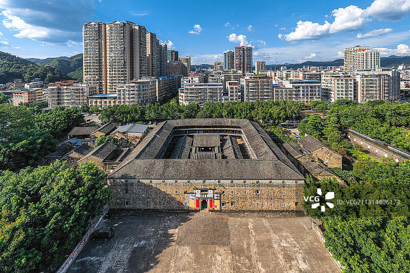 广东省梅州市大埔县泰安楼航拍图片素材