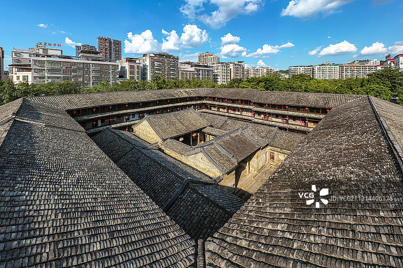 广东省梅州市大埔县泰安楼航拍图片素材