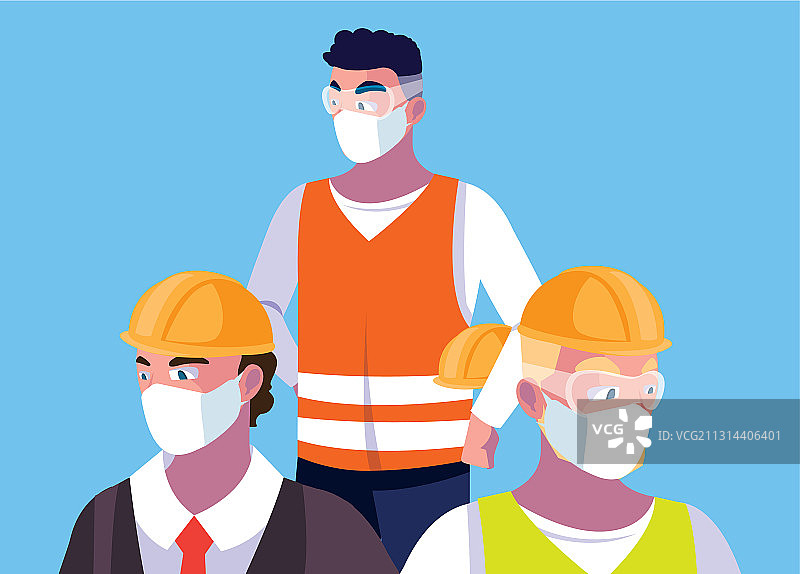 工作中佩戴口罩的行业操作员图片素材