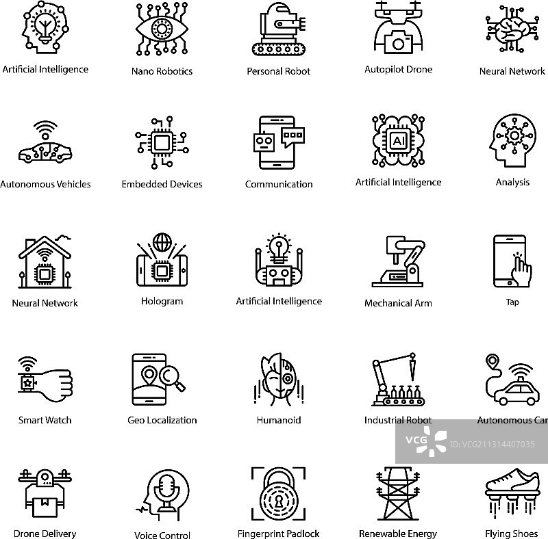 人工智能线性图标图片素材