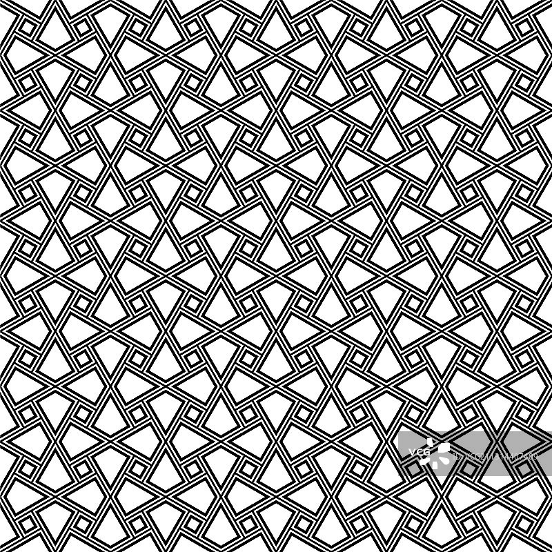 无缝阿拉伯几何装饰黑色和图片素材