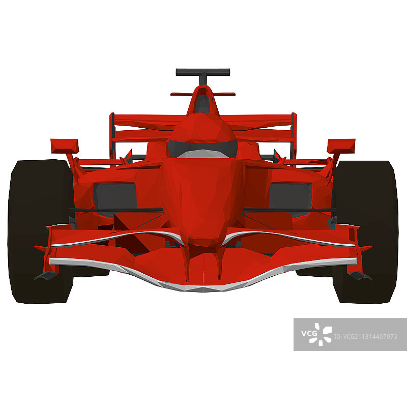 红色赛车正面低多边形3D模型图片素材