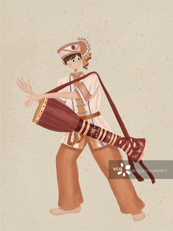 傣族小伙象脚鼓舞图片素材