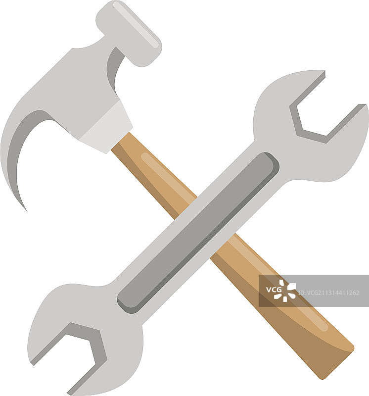 扳手、钥匙和锤子交叉工具图片素材