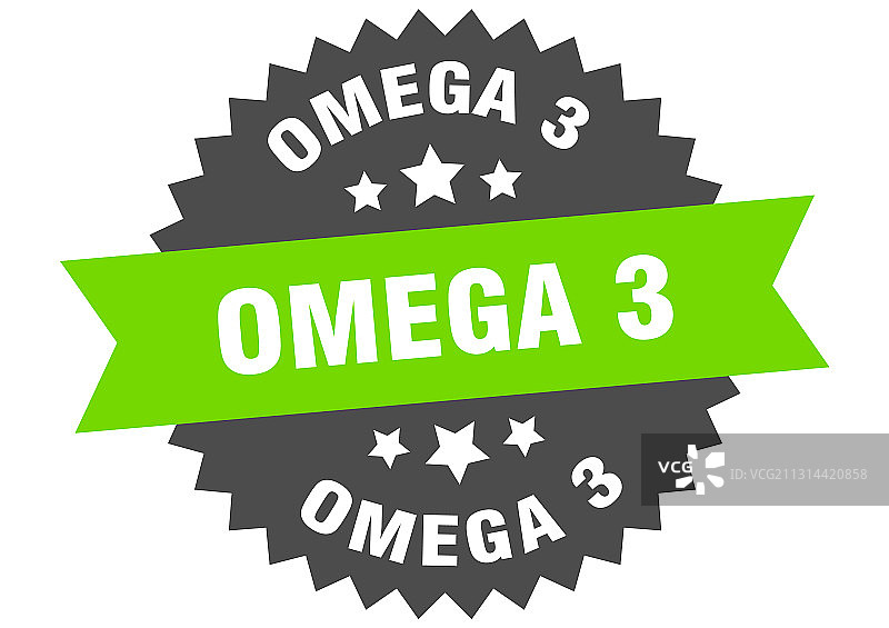 Omega 3圆形隔离丝带标签图片素材