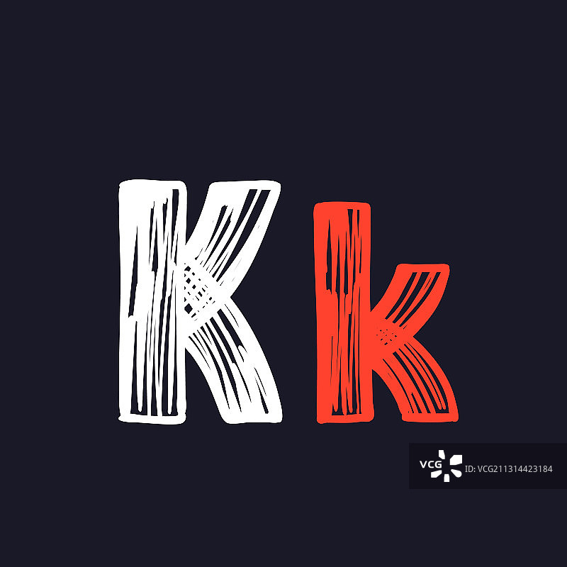 黑板上手绘粉笔字母K图片素材