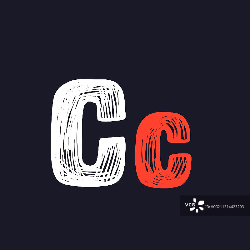 黑板上手绘粉笔字母C图片素材