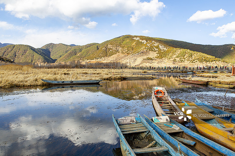 象征摩梭人男女青年爱情的泸沽湖走婚桥图片素材