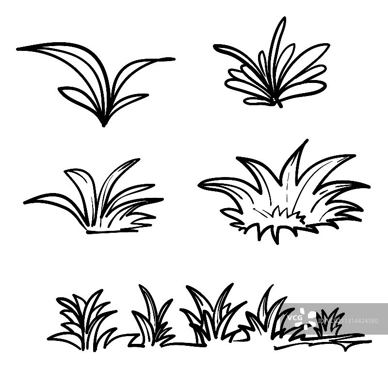 手绘涂鸦草丛图片素材