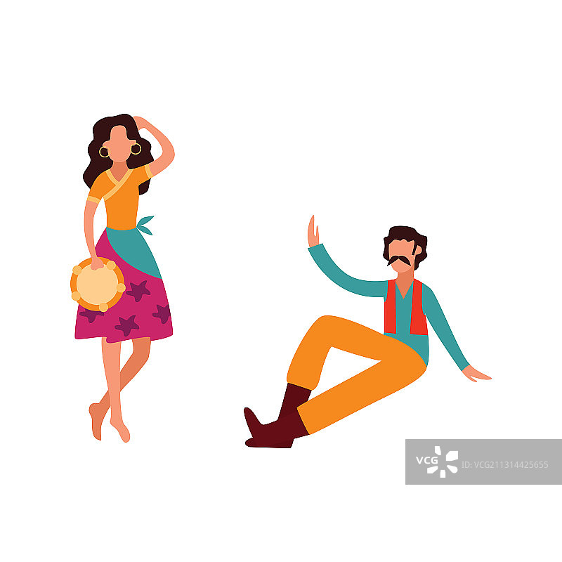 吉普赛女人跳着铃鼓舞图片素材