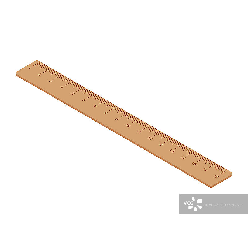 白色背景下的复古木制尺子图片素材