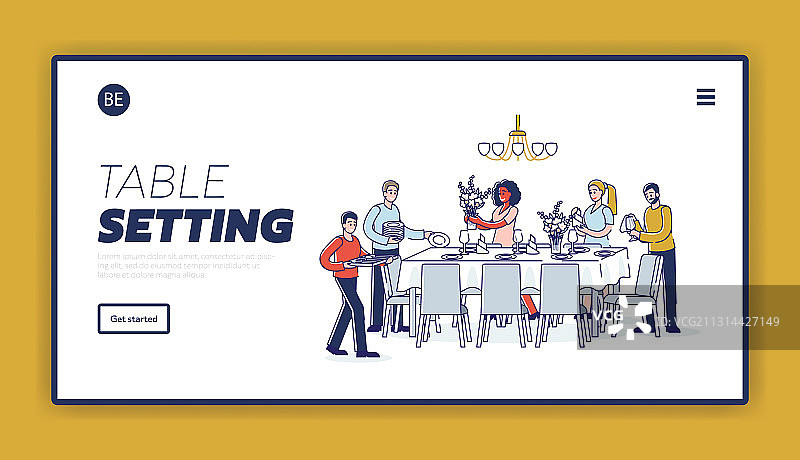 餐桌服务引导页与人群图片素材