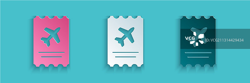 蓝色背景上的剪纸风机票图标图片素材