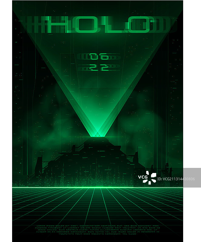 具有夜景的赛博朋克未来主义海报图片素材