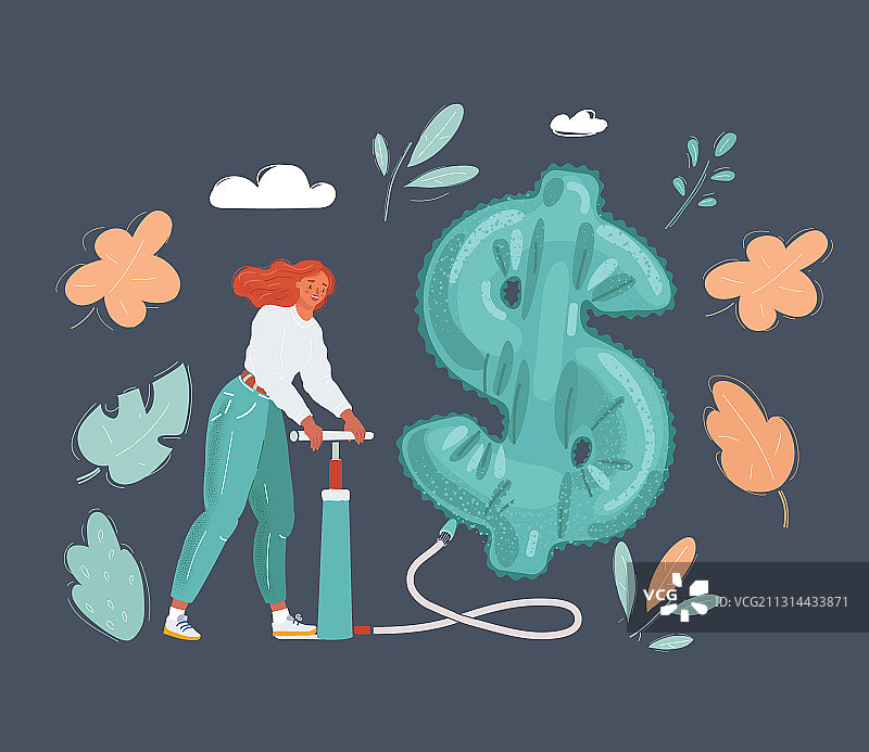 正在打气的女人图片素材