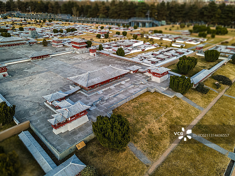 西安大明宫国家遗址公园微缩模型景观图片素材