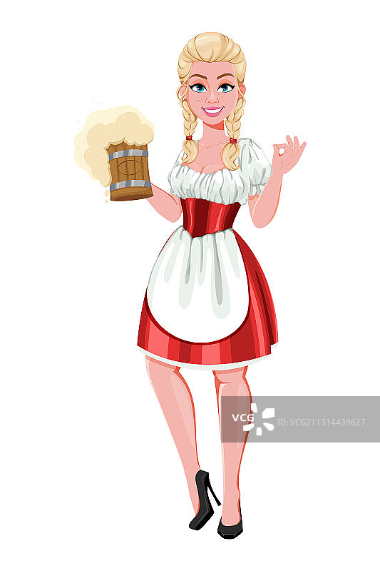 在慕尼黑啤酒节上穿着传统服装的德国女孩图片素材