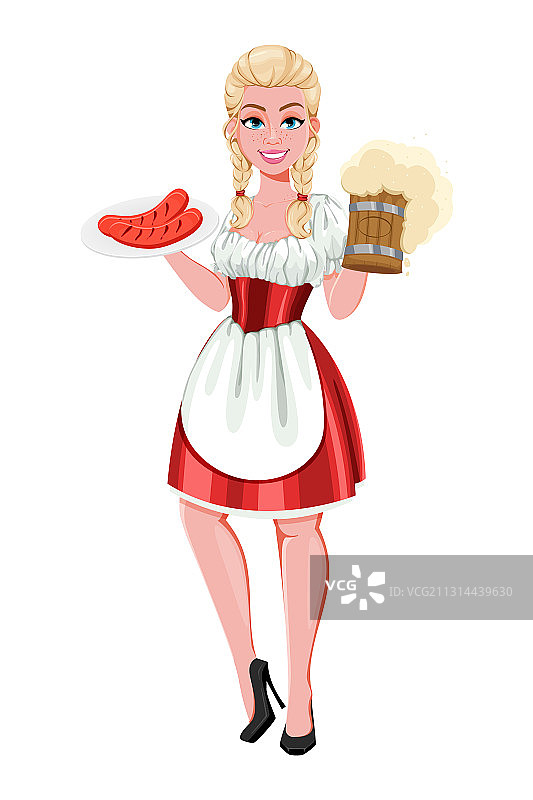 在慕尼黑啤酒节上穿着传统服装的德国女孩图片素材