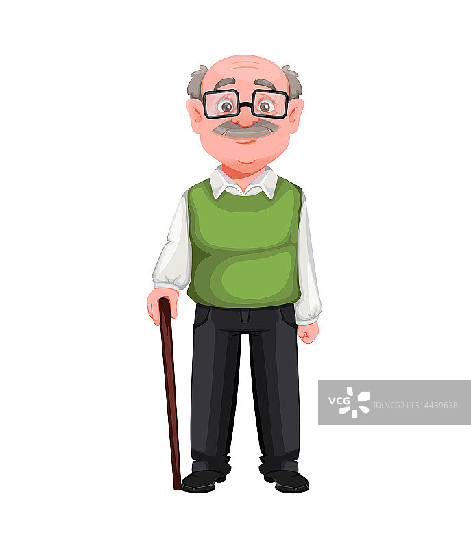 祖父母节快乐，英俊的微笑老人图片素材