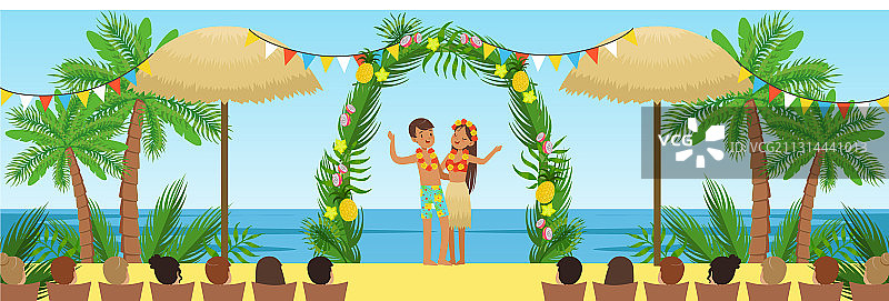 热带海滩度假村开放式婚礼图片素材