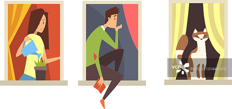 窗户里的邻居们的日常生活图片素材