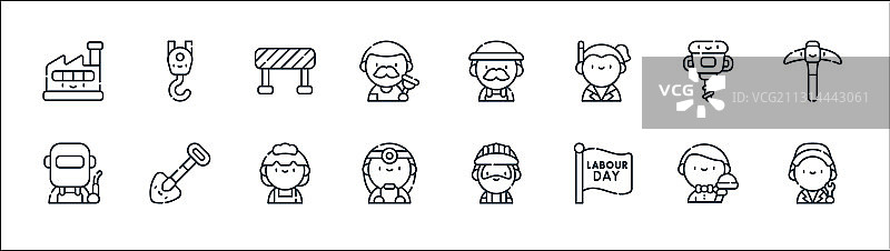 劳动节线性图标集图片素材