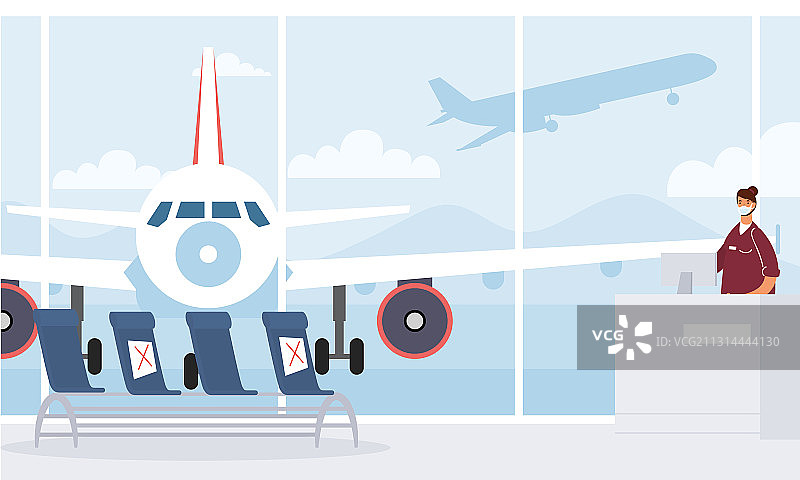 戴医用口罩的接待员图片素材