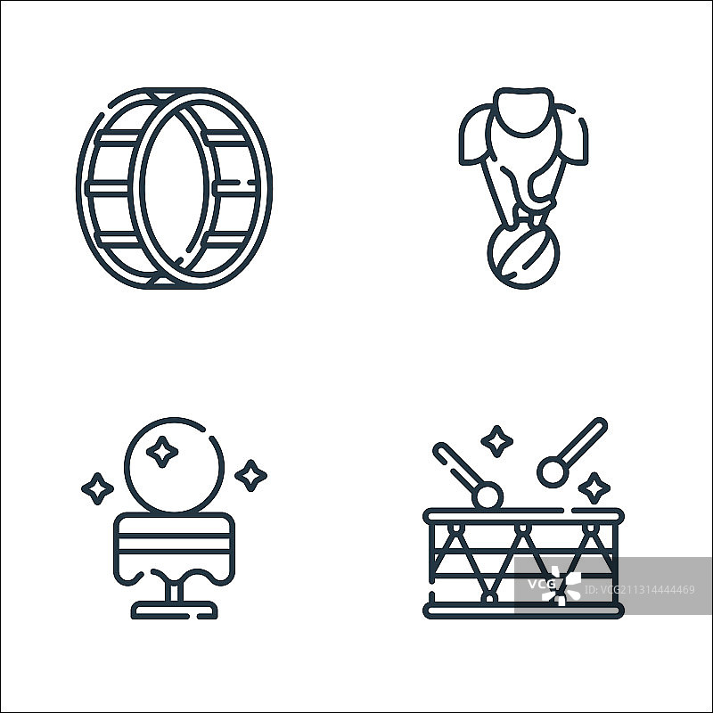 马戏团线图标线性集质量线集图片素材