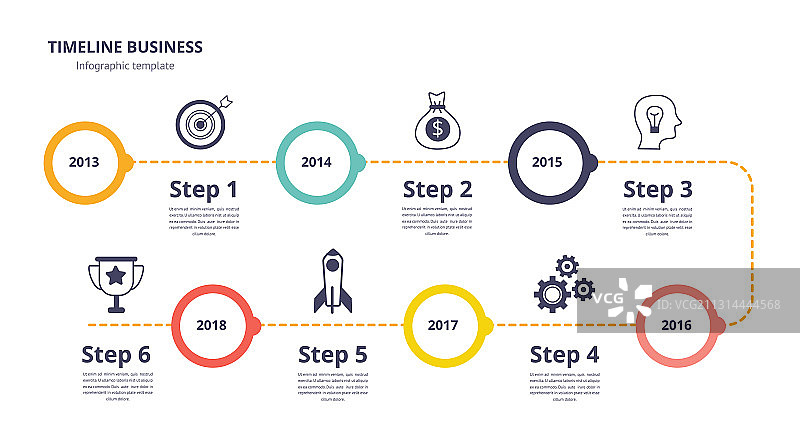 从目标到成功的商务时间线信息图图片素材