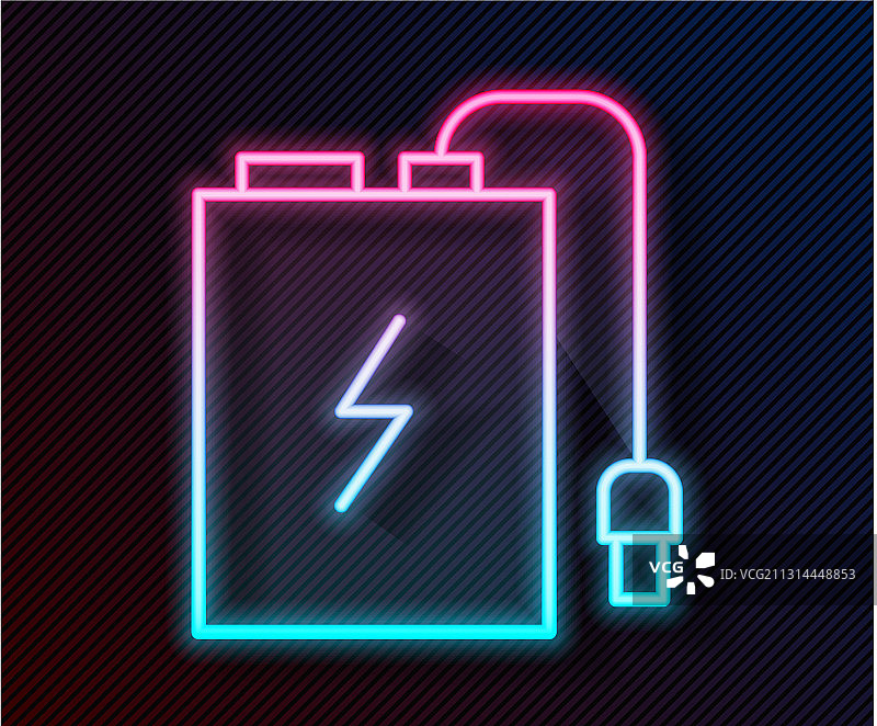 不同充电量的发光霓虹灯线条充电宝图片素材