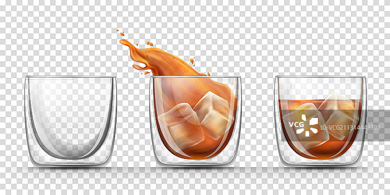 带有飞溅的空满威士忌酒杯图片素材