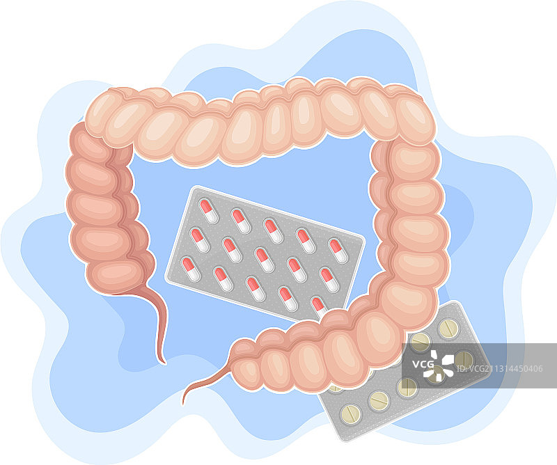 大肠与药丸泡罩包装图片素材