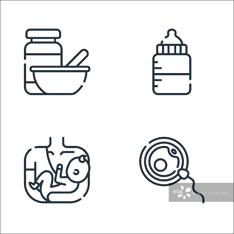 产假线性图标集图片素材