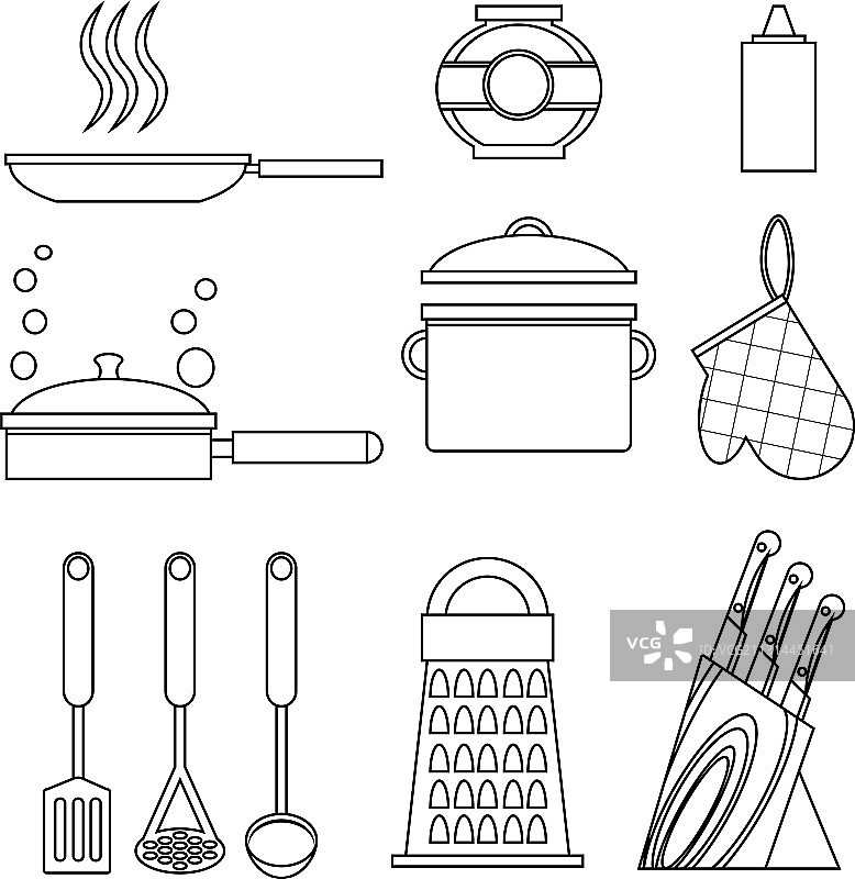 烹饪主题厨房用具套装图片素材