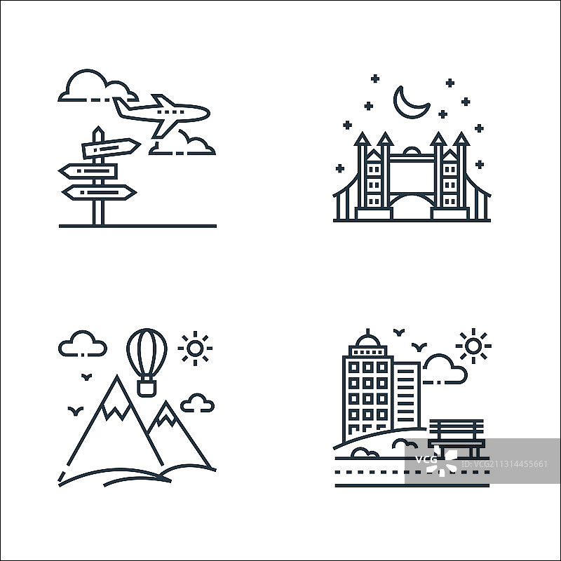 旅游线性图标优质线条套装图片素材