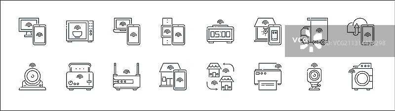 互联网事物线图标线性集质量图片素材