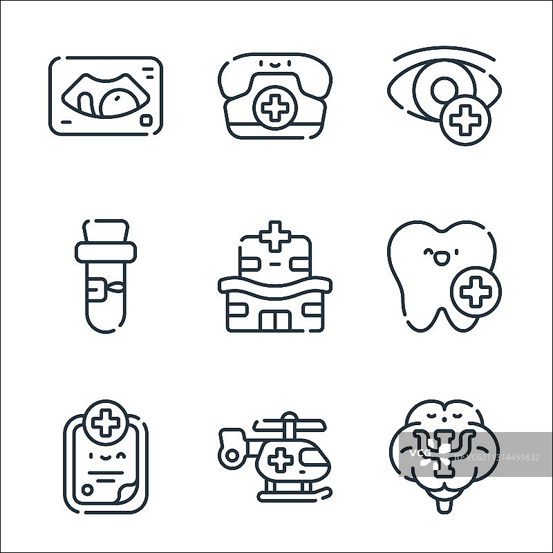 医疗服务线性图标集图片素材