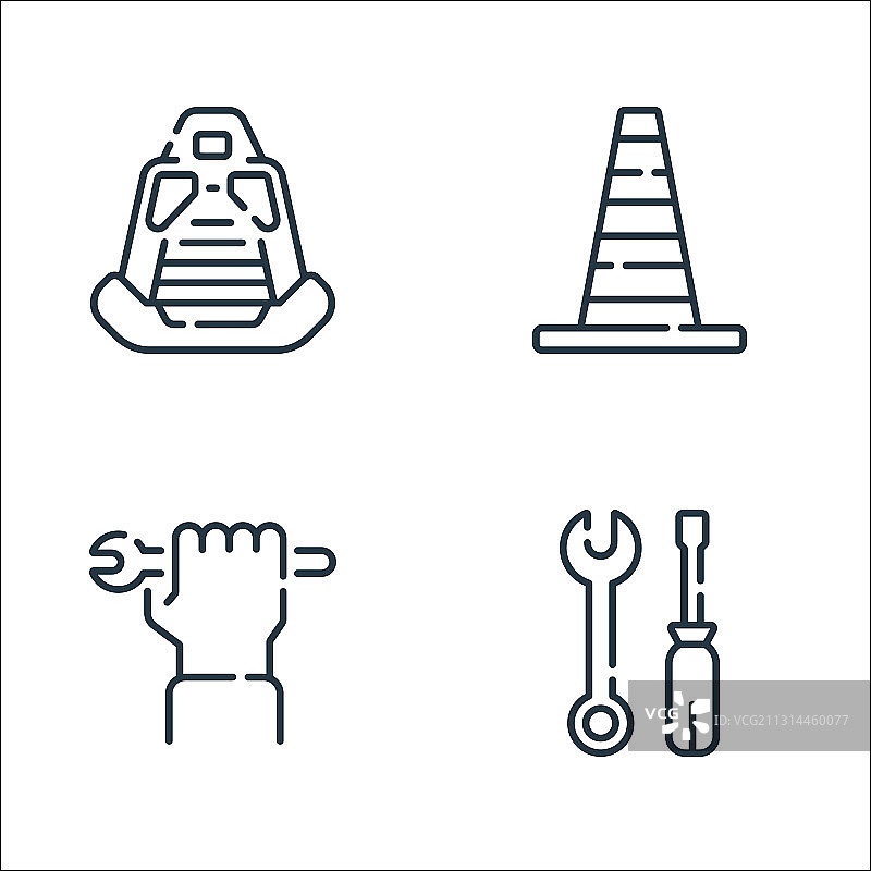 赛车运动线性图标合集图片素材