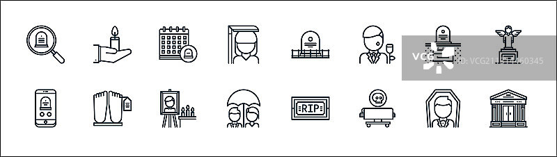 葬礼线性图标合集图片素材
