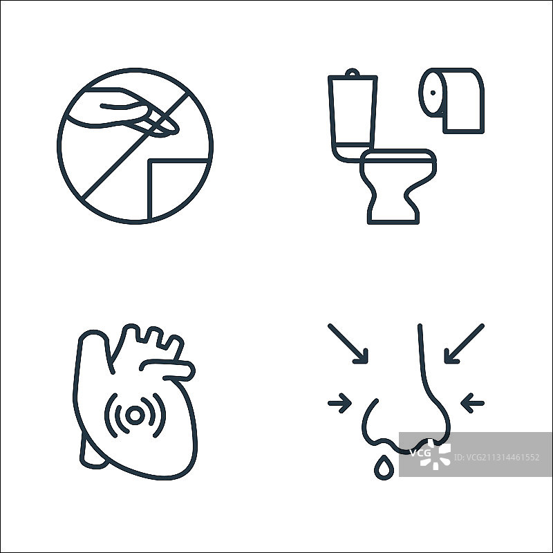 停止病毒传播线性图标集图片素材