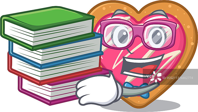 卡通吉祥物：抱着书本学习的甜心饼干图片素材