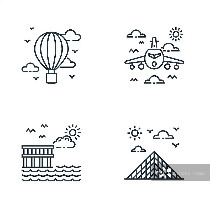 旅游线性图标优质线条套装图片素材