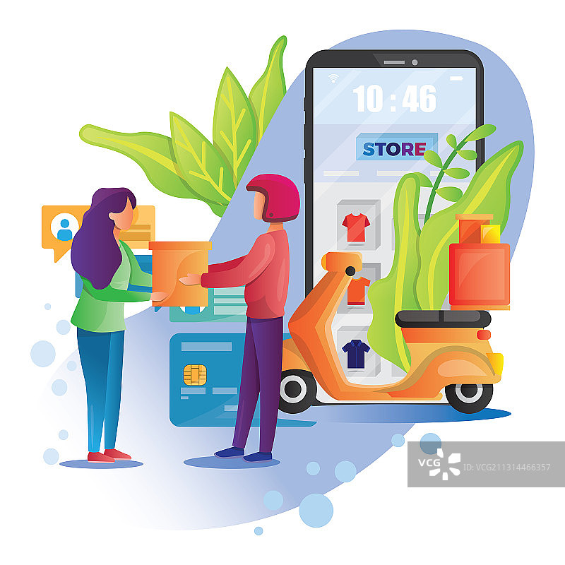 手机扁平风快速配送滑板车设计图片素材