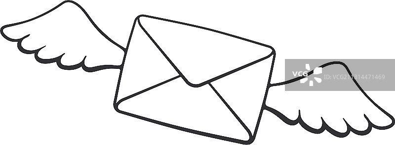 带翅膀的涂鸦封闭信封图片素材