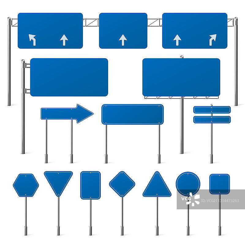 空白蓝色路标合集图片素材