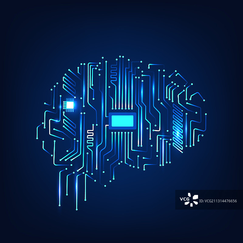 带计算机电路板的数字人脑图片素材